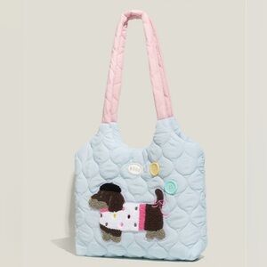 Quilted Pastel Dog Appliqué Tote Bag